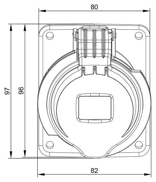 Розетка встраиваемая 32A 250В 2P+E IP44 IDE наклонная силовая Синий (02304) 02304 фото