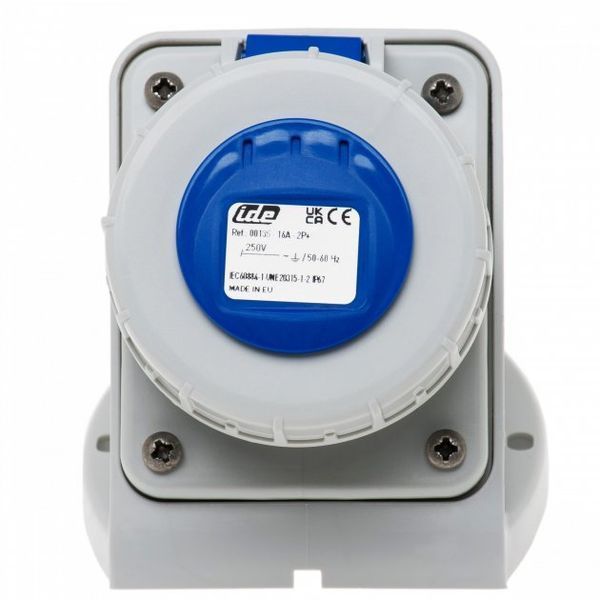 Розетка настенная 16A 250В 2P+E IP67 IDE силовая Синий (00135) 00135 фото
