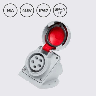Розетка настенная 16A 415В 3P+N+E IP67 IDE силовая Красный (03823) 03823 фото