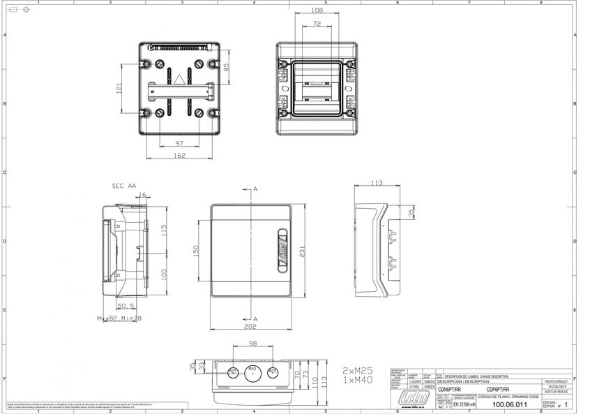 Распределительный щит IDE 1x6 модулей IP65 с шинами N и PE 231x202x113 мм (CDN6PT/RR) CDN6PT/RR фото