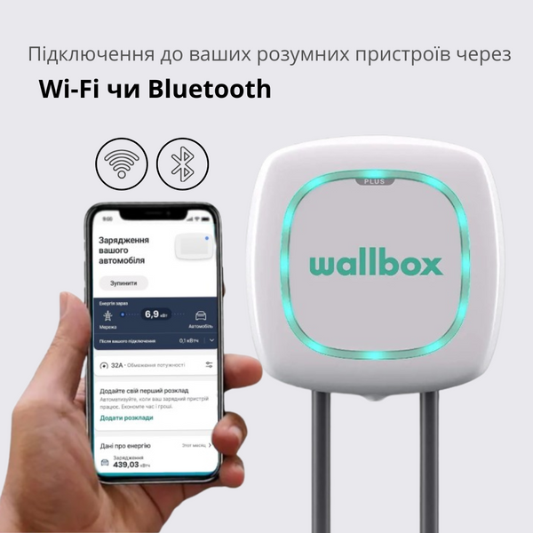 Зарядна станція Pulsar Plus Wallbox 16А 3Ф 400В 11 кВт біла з роз'ємом Тype 2 з кабелем 5м PLP1-0-2-3-9-001 PLP1-0-2-3-9-001 фото