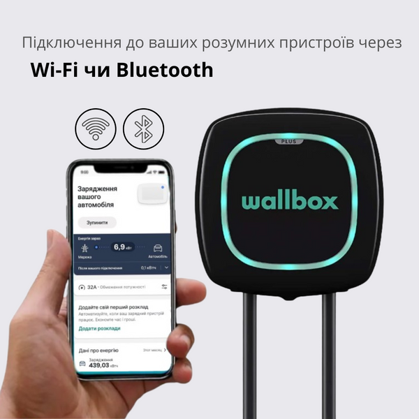 Зарядная станция Pulsar Plus Wallbox 16А 3Ф 400В 11 кВт черная с разъемом Тype 2 с кабелем 5м PLP1-0-2-3-9-002 PLP1-0-2-3-9-001 фото