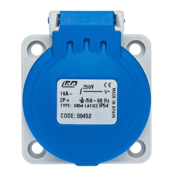 Розетка силова SCHUKO 16A 250В 2P+E IP54 IDE Синій (00452) 00452 фото