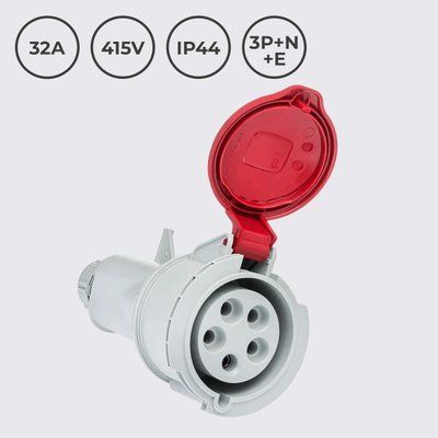 Розетка кабельна 32A 415В 3P+N+E IP44 IDE силова Червоний (03206) 03206 фото