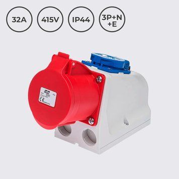 Розетка комбінована 32A 415В 3P+N+E IP44 IDE силова (00316) 00316 фото