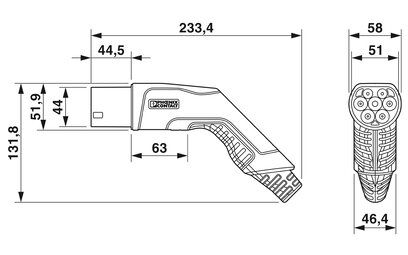 EV-T2G3PC-3AC32A-5,0M6,0ESBK01 - AC Зарядный кабель Type 2 - Type 2 3-фазный 32А 5м Phoenix Contact 1627692 фото