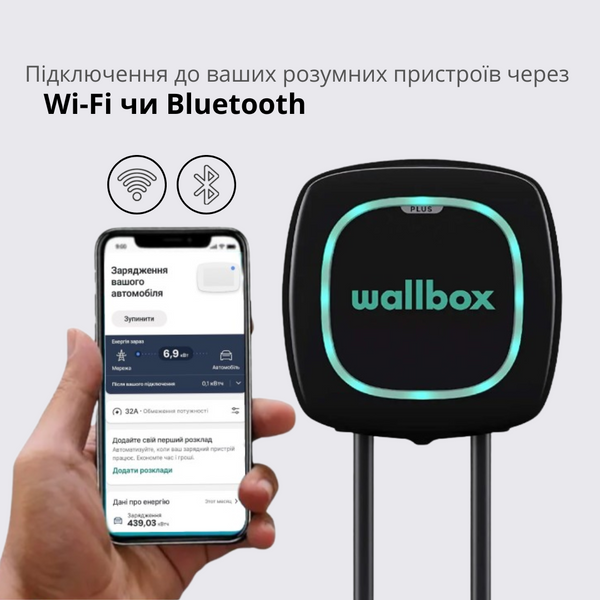 Зарядна станція Pulsar Plus Wallbox 32А 1Ф/3Ф 230/400В 22 кВт чорна з роз'ємом Тype 2 з кабелем 7м PLP1-M-2-4-9-002 PLP1-M-2-4-9-001 фото