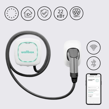 Зарядна станція Pulsar Plus Wallbox 32А 1Ф/3Ф 230/400В 22 кВт біла з роз'ємом Тype 2 з кабелем 7м PLP1-M-2-4-9-001 PLP1-M-2-4-9-001 фото