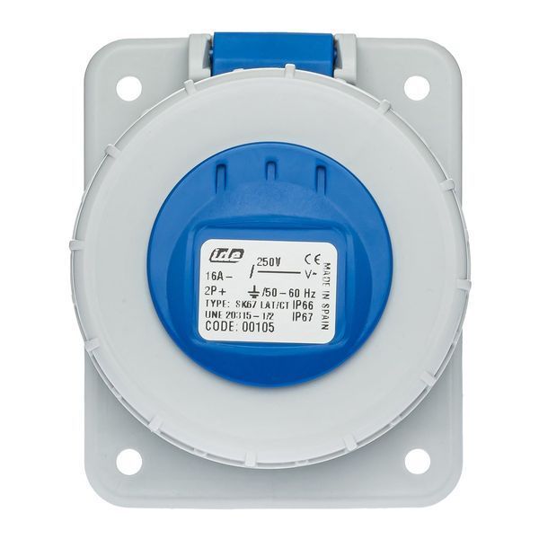 Розетка силова SCHUKO 16A 250В 2P+E IP67 IDE Синій (00105) 00105 фото