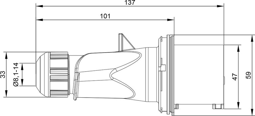 Вилка кабельна 16A 250В 2P+E IP44 IDE Синій 02101 02101 фото