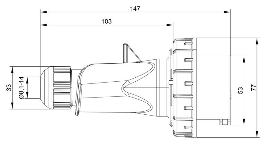 Вилка кабельная 16A 415В 3P+E IP67 IDE Красный 03602 03602 фото