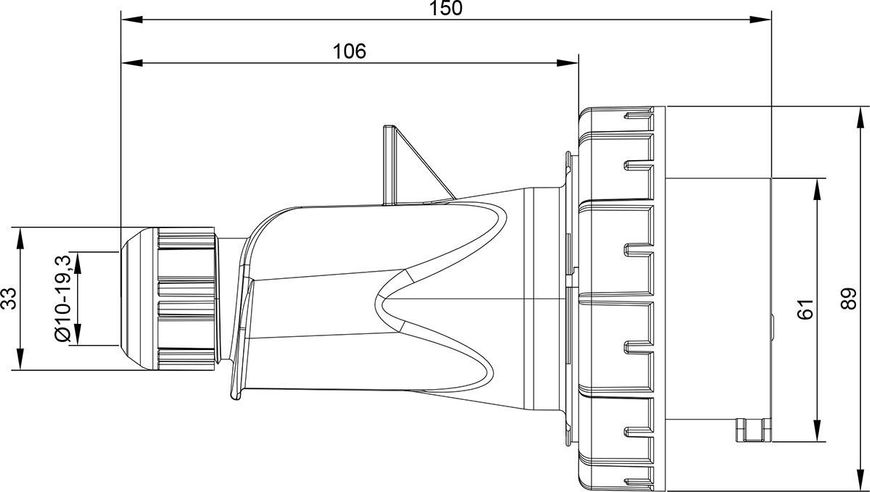 Вилка кабельная 16A 415В 3P+N+E IP67 IDE Красный 03603 03603 фото