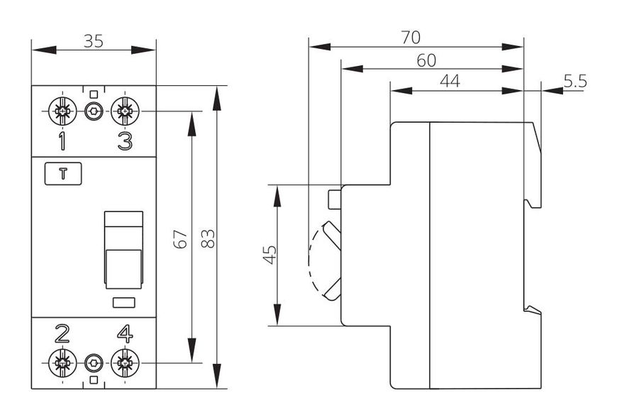 Устройство защитного отключения 25A 1Р+N AC 30 mA 230/400В ISKRA AFI2 (30105058000) 30105058000 фото