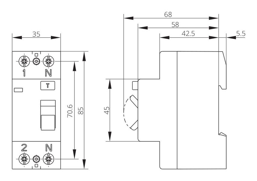 Пристрій захисного відключення 40A 1Р+N A 30 mA 230/400В ISKRA NFI2 (30104240000) 30104240000 фото