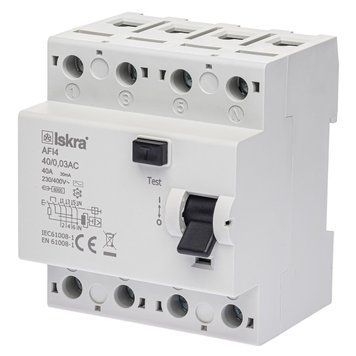 Устройство защитного отключения 40A 3Р+N AC 30 mA 230/400В ISKRA AFI4 (030105070000) 030105070000 фото