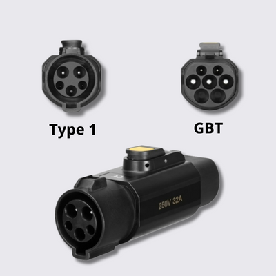 Перехідник Type 1 (J1772) - Type GBT з фіксатором Type 1 - GBT + latch фото