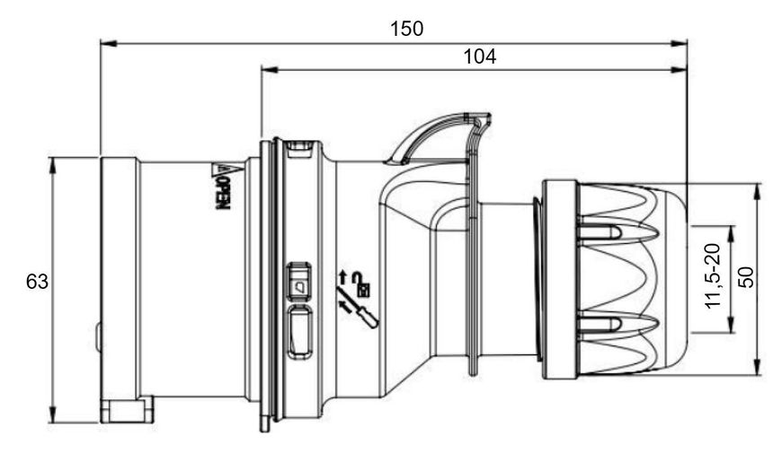 Вилка кабельная 32A 415В 3P+E IP44 IDE Красный (8503) 8503 фото