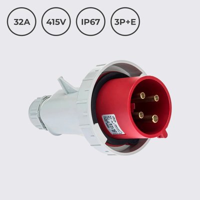 Вилка кабельна 32A 415В 3P+E IP67 IDE Червоний (3605) 3605 фото