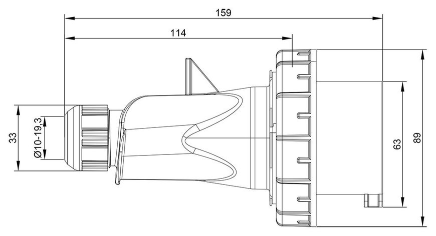 Вилка кабельная 32A 415В 3P+E IP67 IDE Красный (3605) 3605 фото