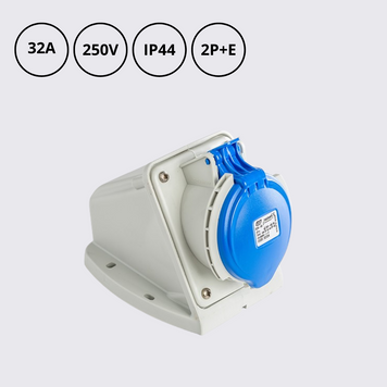 Розетка настенная 32A 200/250В 2P+E IP44 IDE силовая Синий (02324) 02324 фото