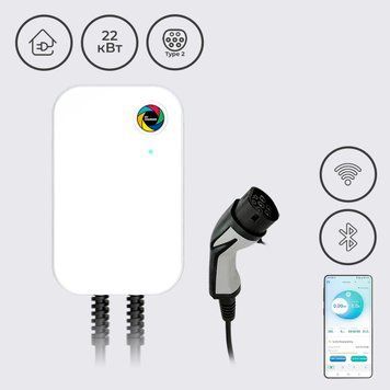 Зарядна станція WB20 Wissenergy 32А 230В/400В 22 кВт біла з роз'ємом Тype 2 з кабелем 5м + APP WB20-22kW+APP фото