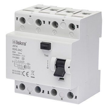 Устройство защитного отключения 63A 3Р+N AC 300 mA 230/400В ISKRA AFI4 (30105074000) 30105074000 фото