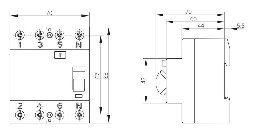 Пристрій захисного відключення 63A 3Р+N АС 30 mA 230/400В ISKRA AFI4 (786101159000) 786101159000 фото