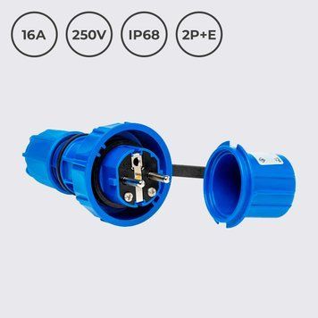 Герметичная вилка SCHUKO 2P+E 16A 250В IP68 IDE (00114) 00114 фото