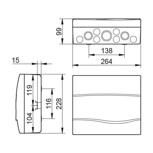 Розподільчий щит IDE 1x12 модулів IP40 з шинами N і PE 228x264x99 мм (BV12PT/RR) BV12PT/RR фото